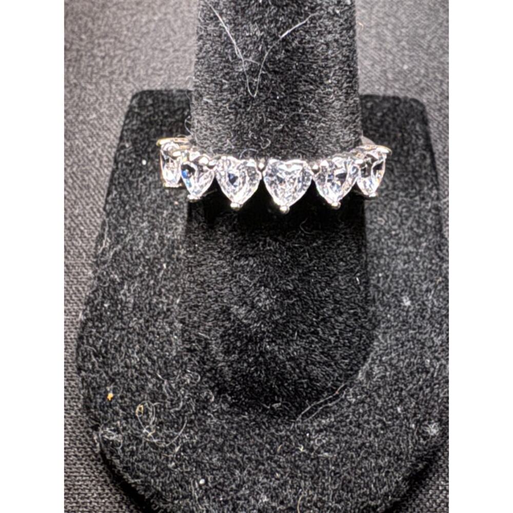 925 Silver CZ Multi Heart Ring Size 6